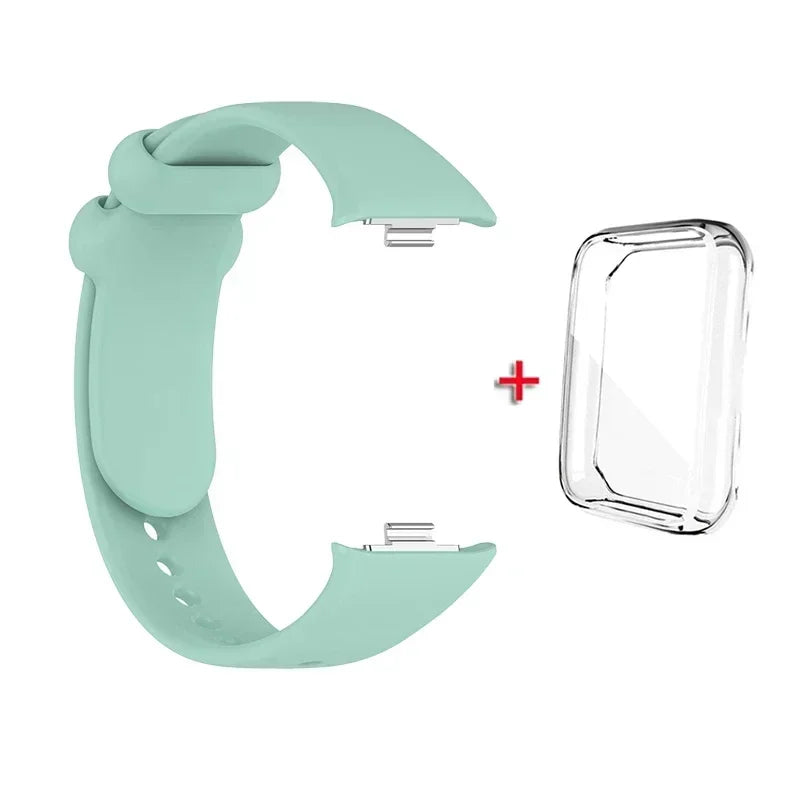 Strap+case for Xiaomi Mi Band 8 Pro Strap Smart Band Protective Case Silicone Wristband Bracelet for Miband 8Pro Qme Teal With Case Mi Band 8 Pro