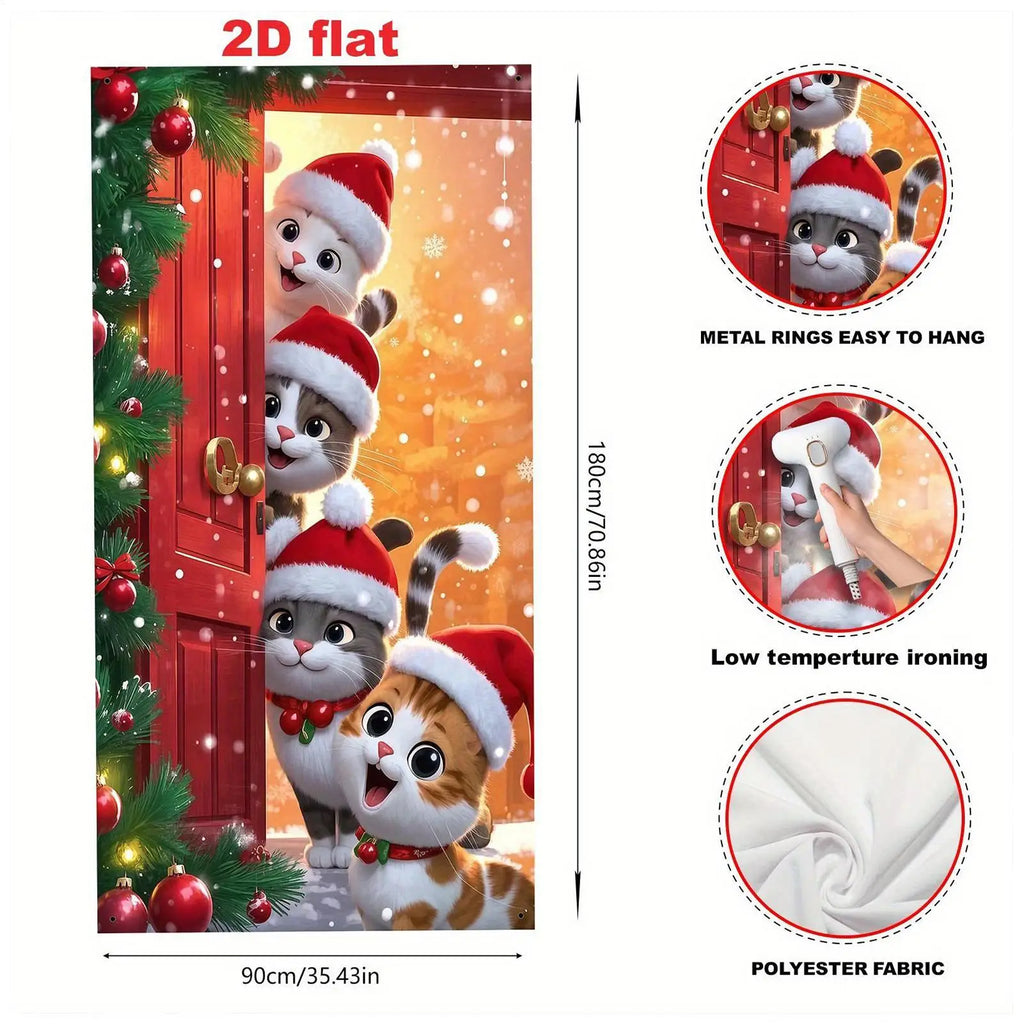Christmas Door Wrap Cute Decor Waterproof Festive Decorations Outdoor Qme