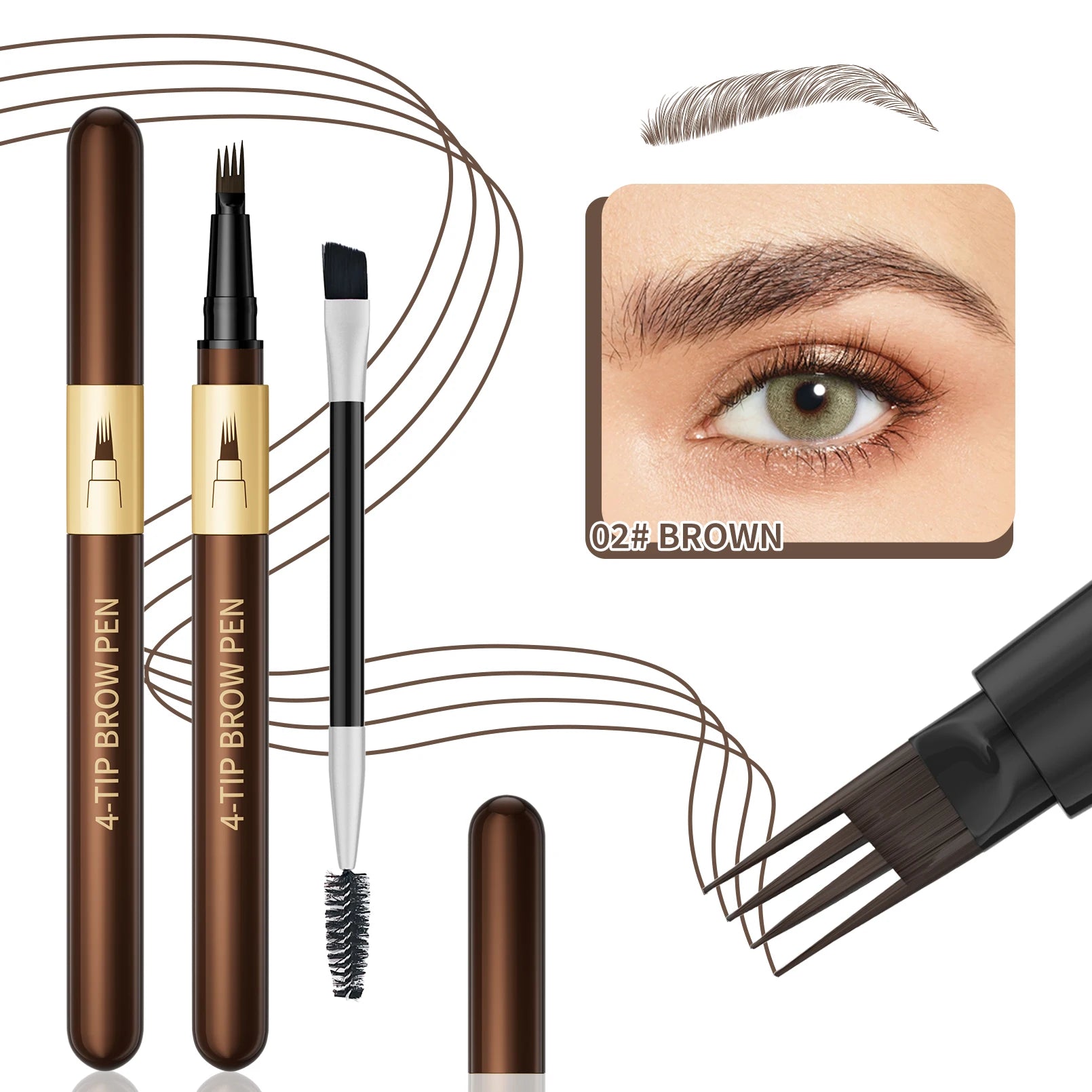 Four-pronged eyebrow pencil, four-end, long-lasting, non-smudged, water-resistant, anti-smudged eyebrow pencil Qme 9715-019-2