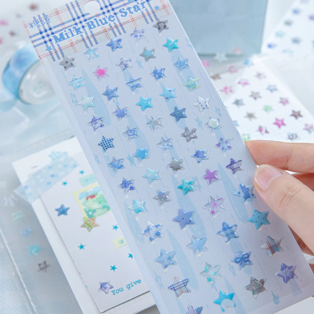 4 Designs Candy Star Series Lovely Five Point Star Theme Resin Stickers for Scrapbooking DIY Frame Collage Decoration Qme