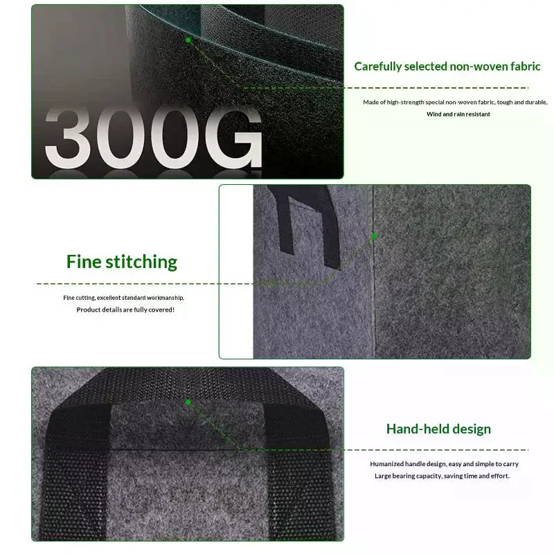 Rectangular Fabric Plant Grow Bag Breathable Non Woven Planter Pot Qme