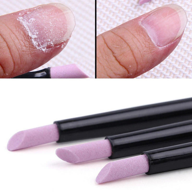 3pcs professional nail polishers, short nail files, exfoliating tools, quartz scrub pens for nails, nail tools Qme