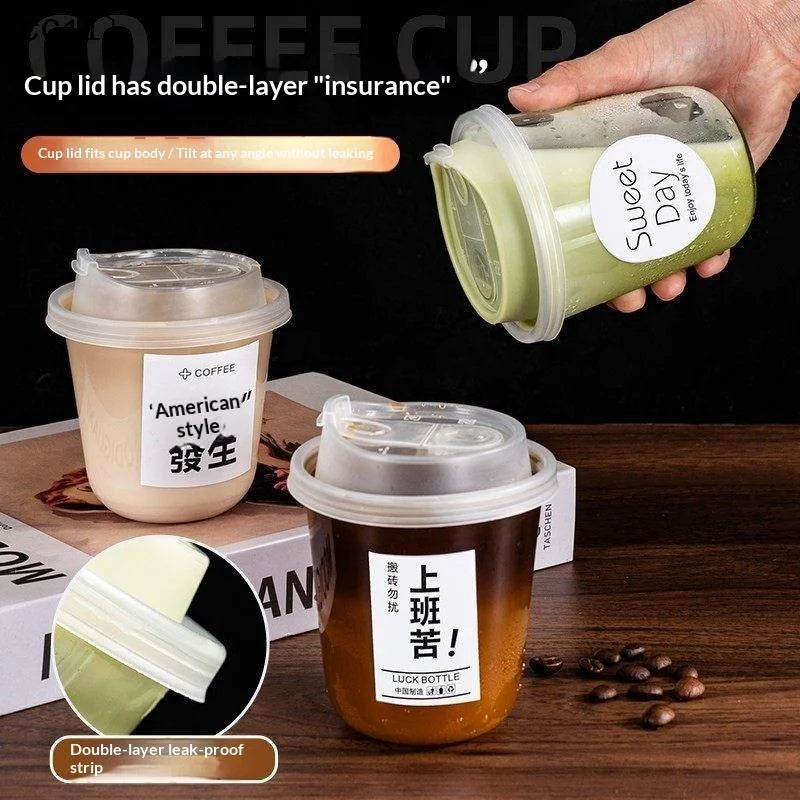 U-shaped Disposable Cups Transparent Coffee Lids Drink Milk Tea Qme