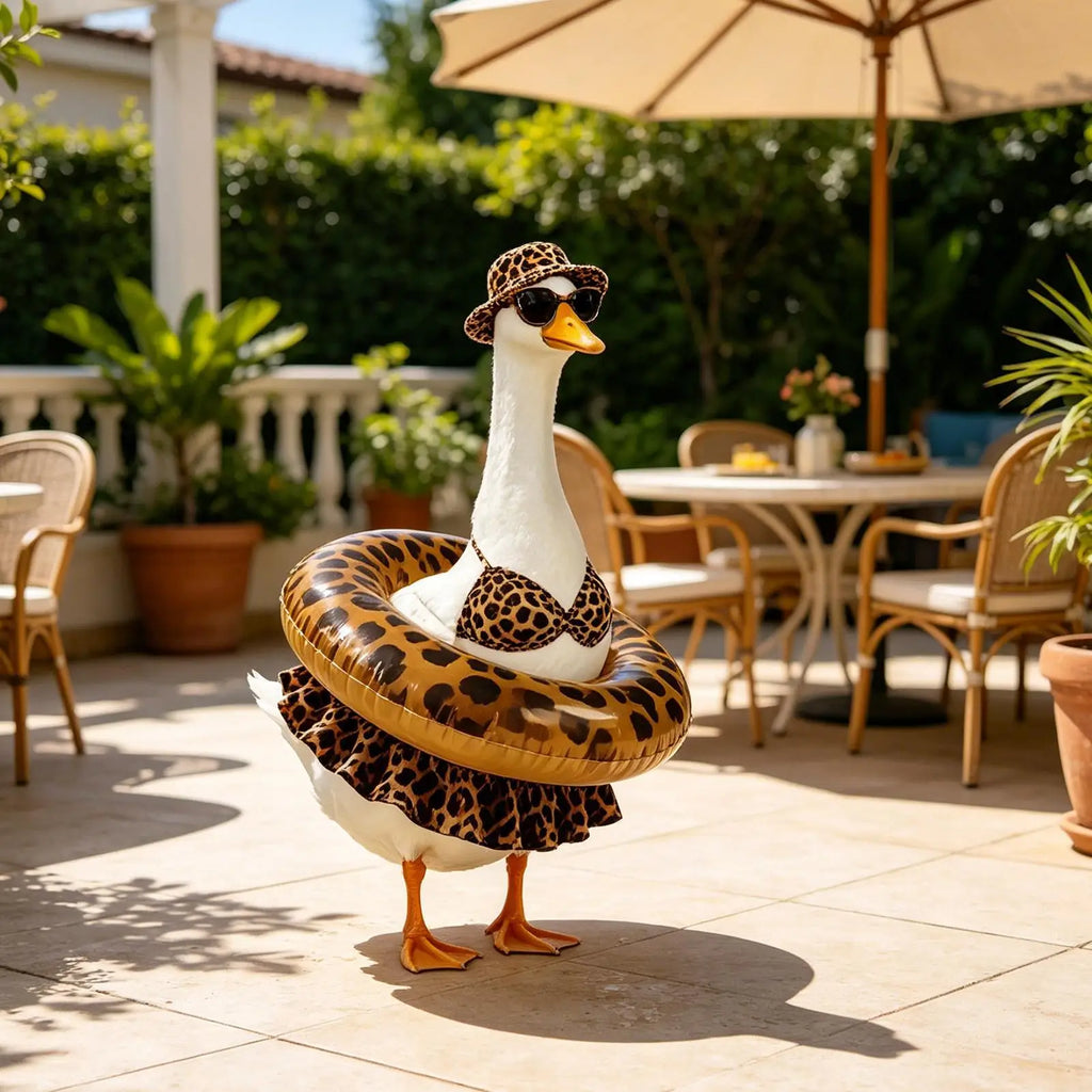 Porch Goose Clothes with Hat Sunglasses Leopard Bikini Summer Porch Goose Funny Outfit for Garden Parties Festivals Events Qme