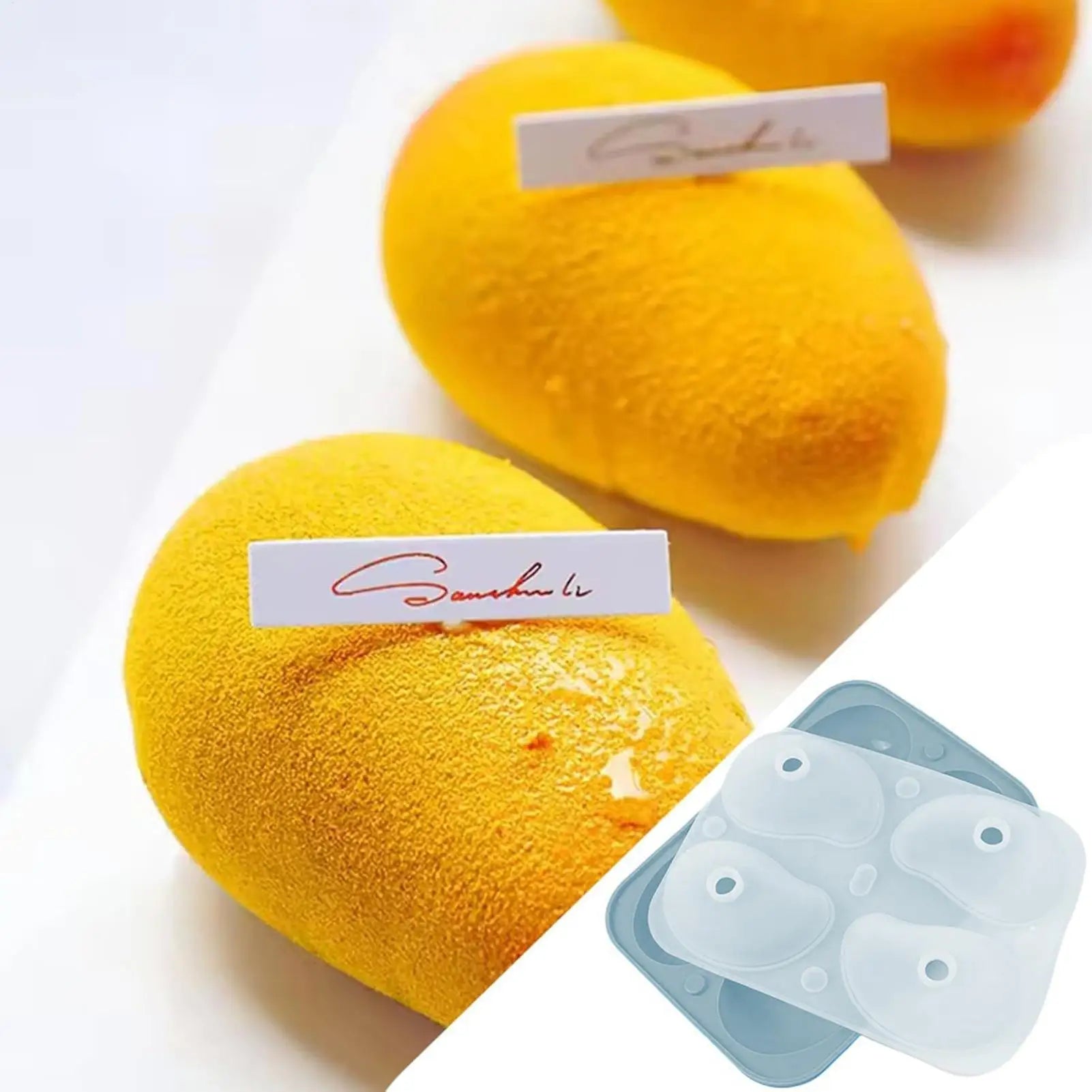 Mousse Mold Pudding Mould Mango Shape 3D 4-Cavity Chocolate Moulds Qme