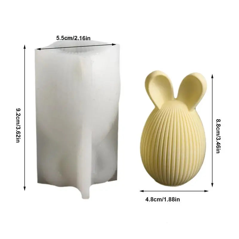 Ribbed Egg Rabbit Ear Candle Mold Aesthetic Silicone Mould Geometric Qme