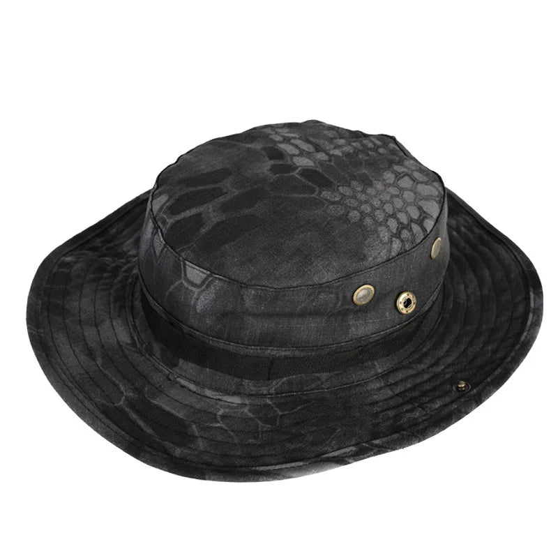 Snake Camouflage Hat Men's Summer Mountaineering Shade Bucket Sports Qme black