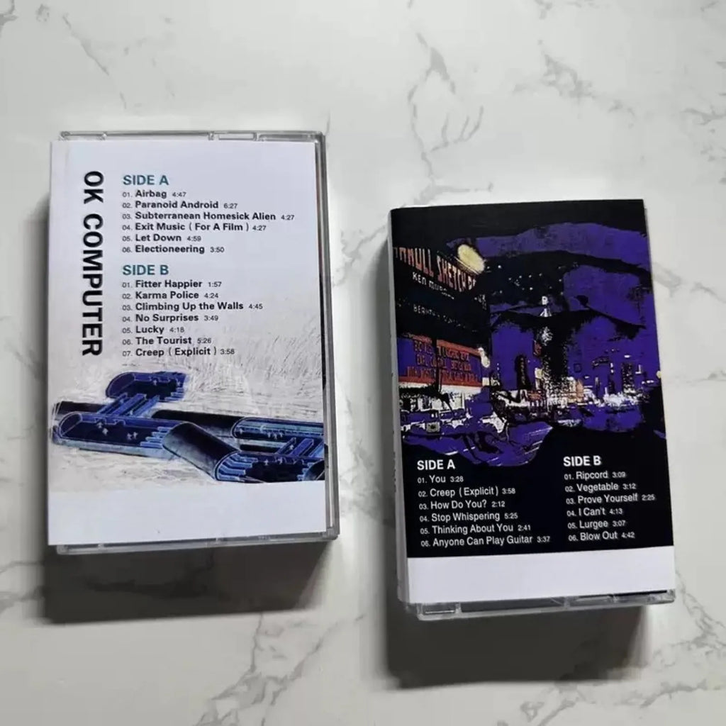 Retro Alternative Rock Cassette 2 Tapes, Abstract Art Themed Covers, Experimental Style Classic Track Collection Qme