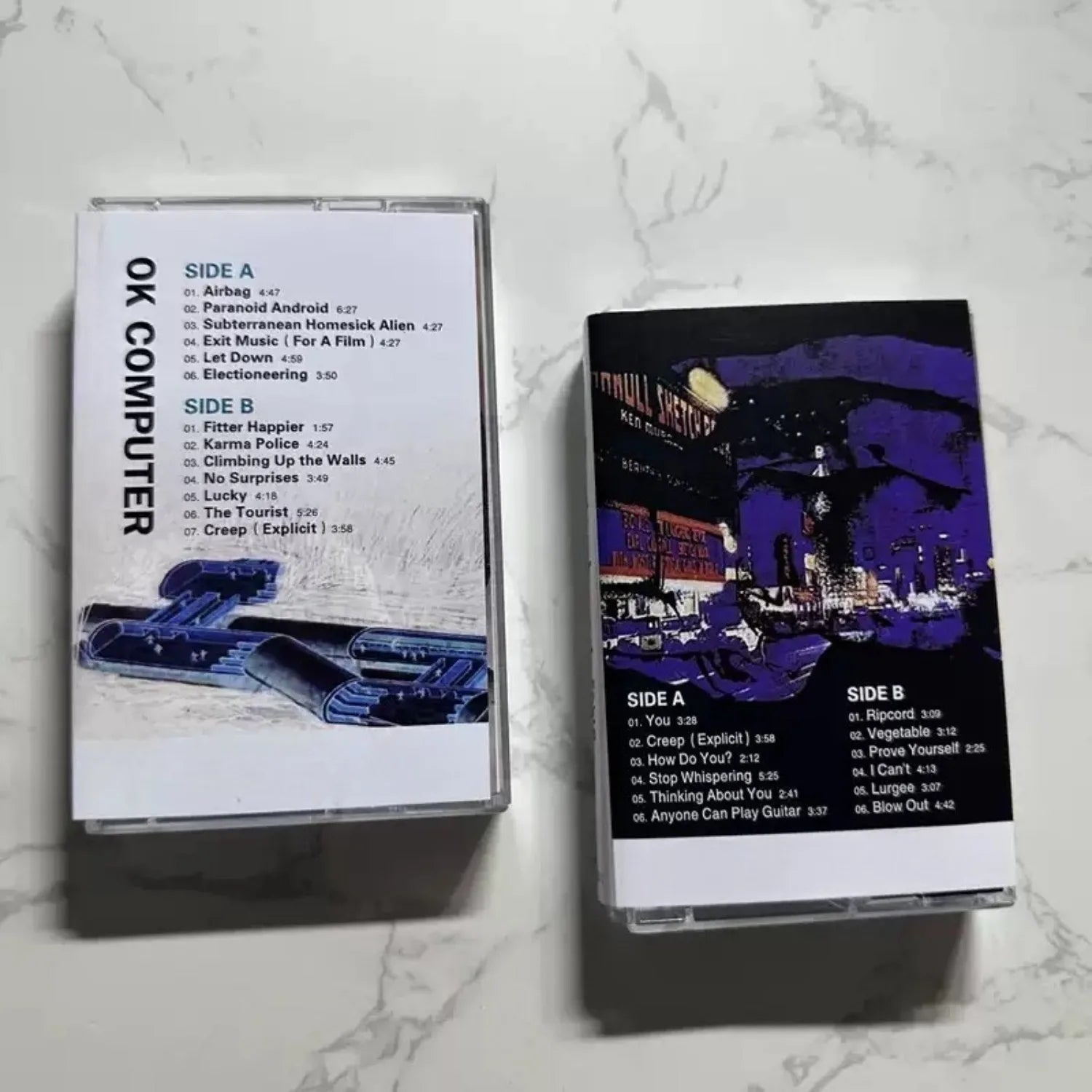 Retro Alternative Rock Cassette 2 Tapes, Abstract Art Themed Covers, Experimental Style Classic Track Collection Qme