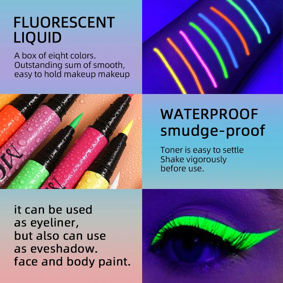 8 Colors Face Body Painting UV Light Neon Paint Art Makeup Blue Green Qme