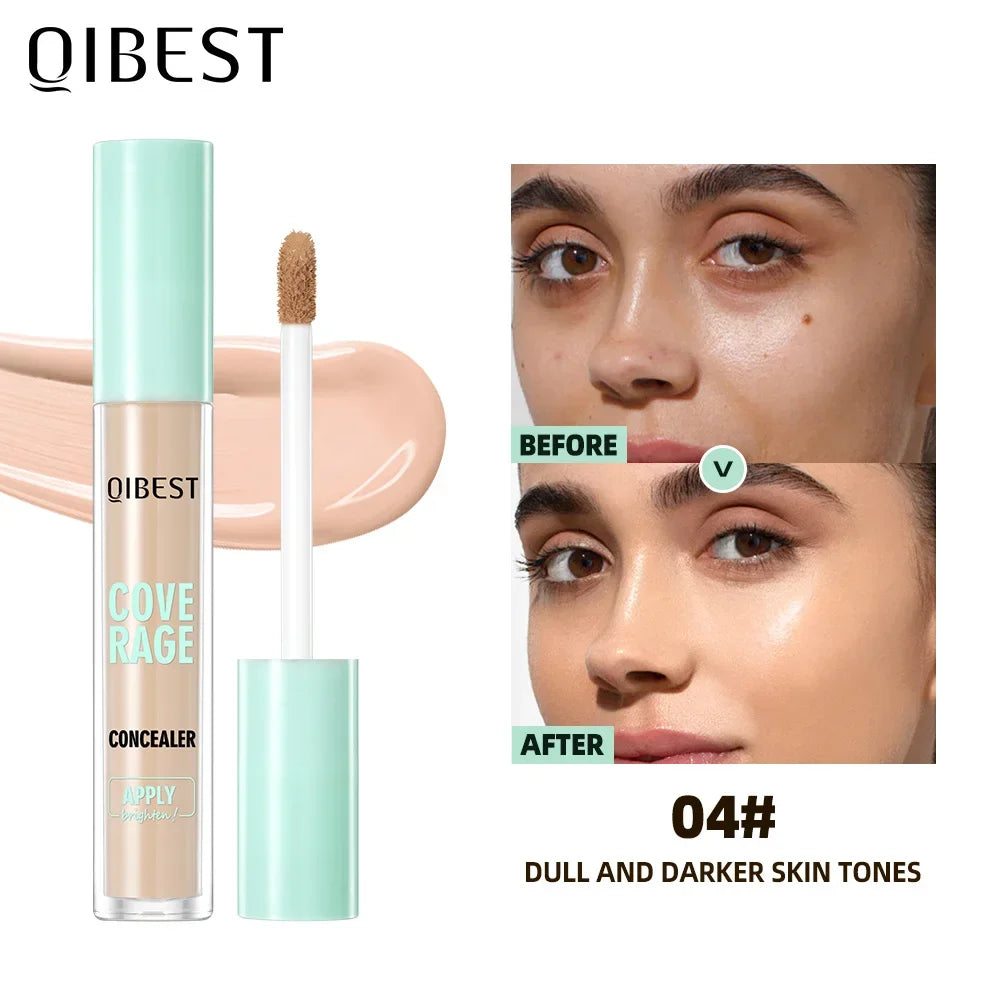 QIBEST 3D Full Coverage Concealer Long Lasting Liquid Concealer For Dark Circles Natural Finish Seamless Blend Under Eye Makeup Qme 04