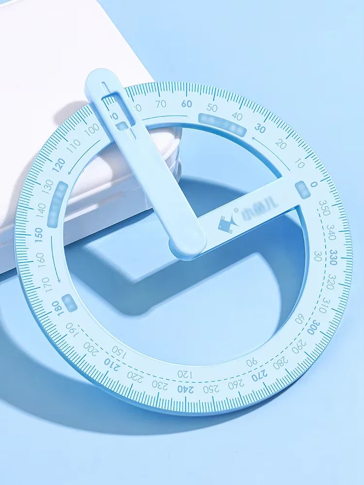 360 Degree Activity Protractor Student Angle Reader Teaching Aids Right Angle And Acute Drawing Stationery Qme Blue