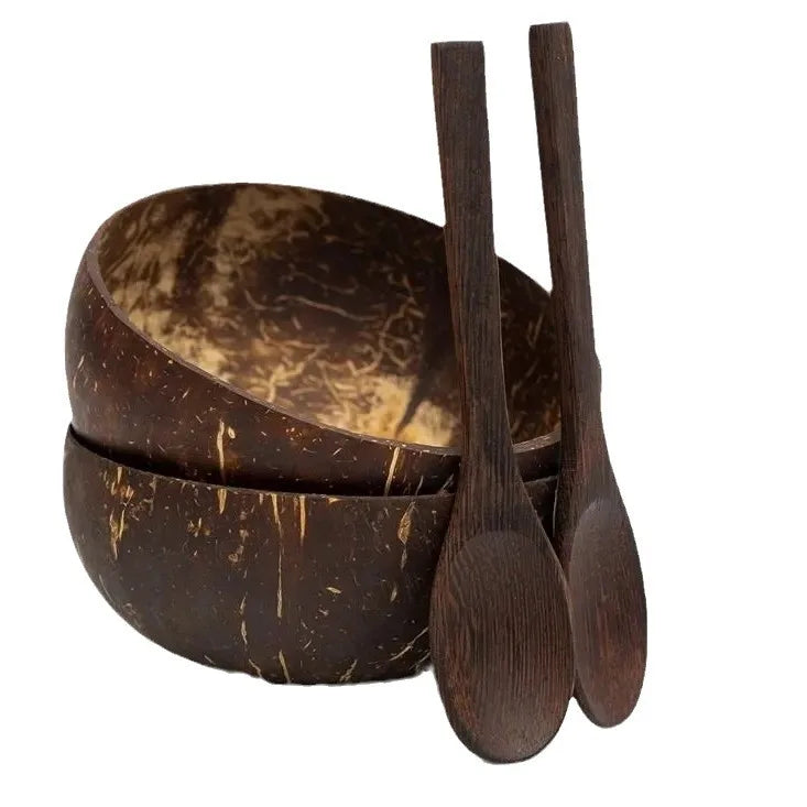 Natural Southeast Asian Coconut Shell Bowl Eco-friendly Spoon Fork Qme