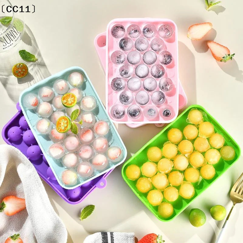 25 Grids Ball Mold Silicone Cover Ice Storage Box Easy Demould DIY Qme