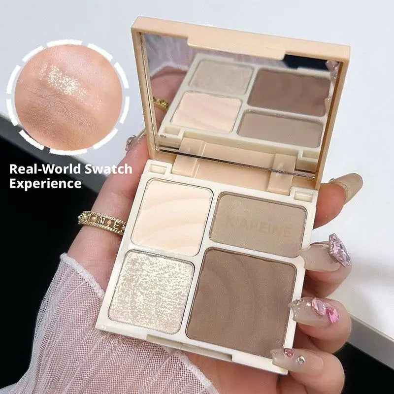 4-Colors Highlight Contour Palette Mirror Matte Highlighter Natural Qme