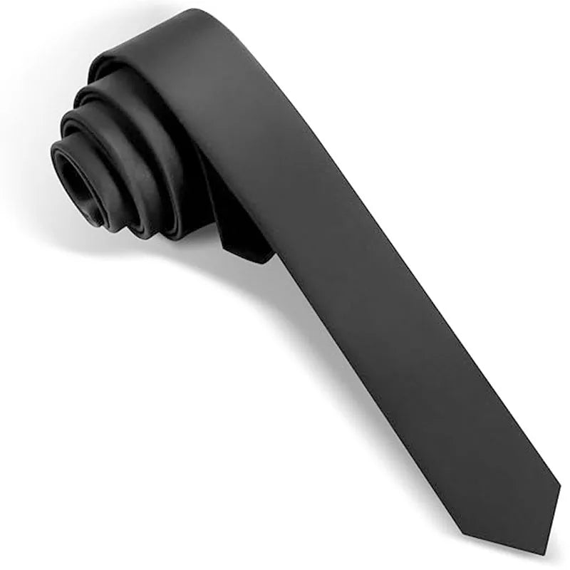 Skinny Ties Black Men Women Solid Pure Plain Formal Slim Long Wedding Qme