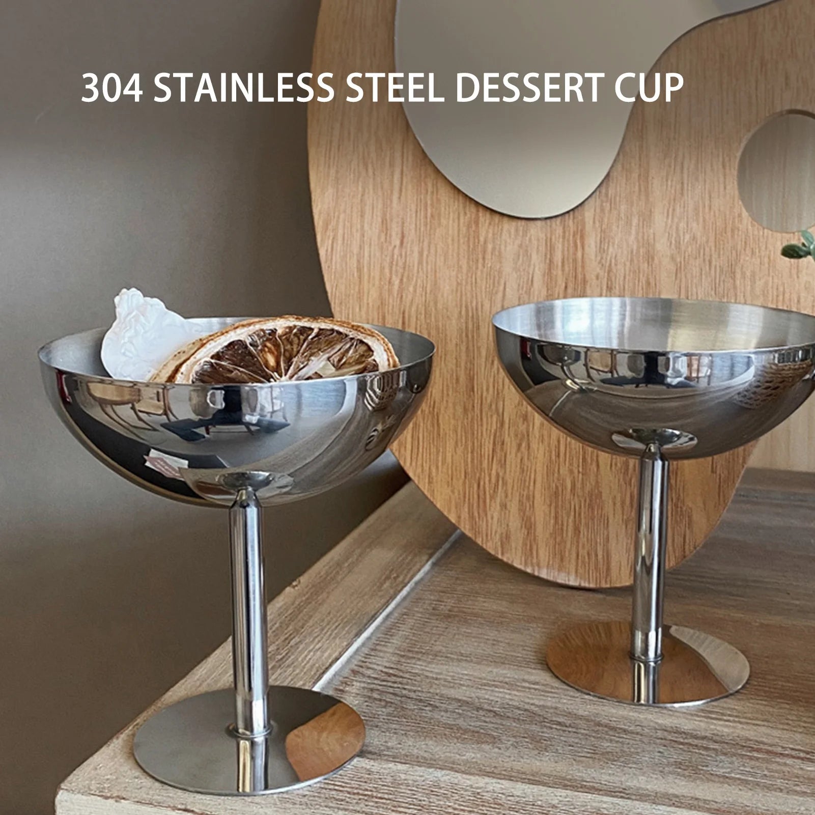 Stainless Steel Ice Cream Goblet Food Grade Dessert Cup Dishwasher Safe Champagne Style Goblet for Party Family Bar Cafe Qme