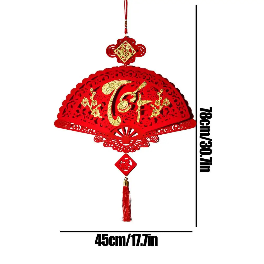 Chinese New Year Decorations 2026 New Year Auspicious Decor Flocking Tree Ornaments Festival Charm for Home Office Car Door Wall Qme Style E