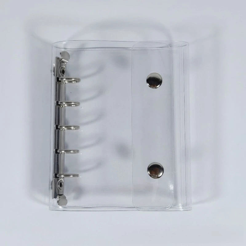 Transparent PVC Binder Cover 5-Hole Tri-fold Design Mini Notepad Qme M5 silvery