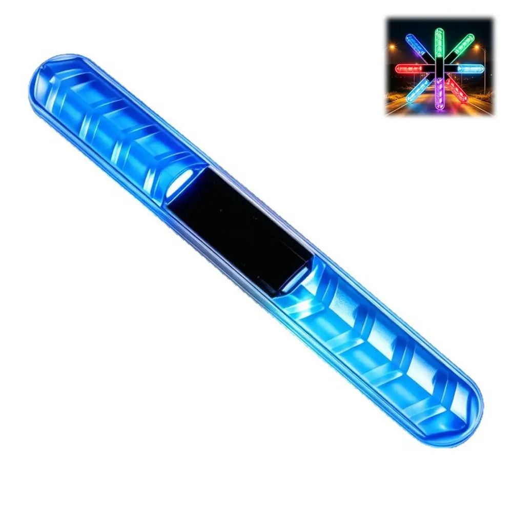 5-Color RGB Car Door Light Bar Solar Warning Charging Vibration Qme 1pcs