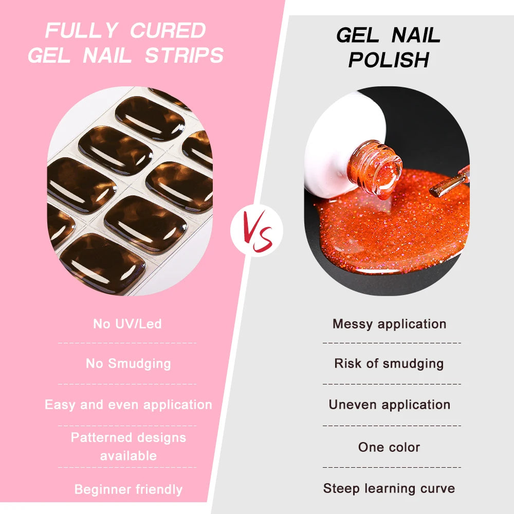 22Tips Glitter Baking-free DIY Gel Nail Sticker Sparkling Full Cover Qme