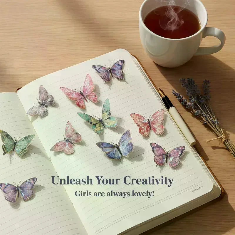 3D Hollow Colorful Butterfly Wall Stickers PET Waterproof Decorative Qme