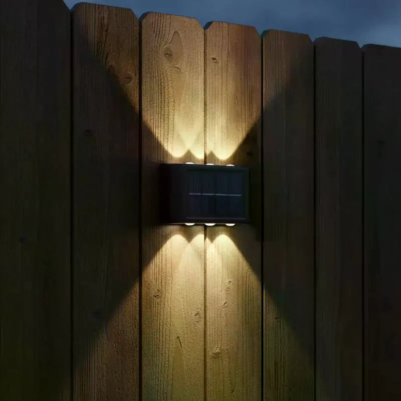 Solar Wall Lamp Outdoor Waterproof Solar Fence Lights Solar Powered Up Down Lighting Garden Yard Street Decoration Wall Lights Qme