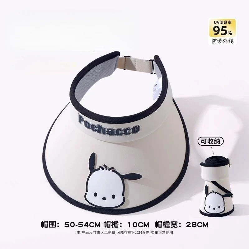 Hello Kitty Kuromi Sun Protection Hat New Spring/Summer Sun Hat Student Sun Hat Open-Top Wide-Brim Hat Qme hangna-5