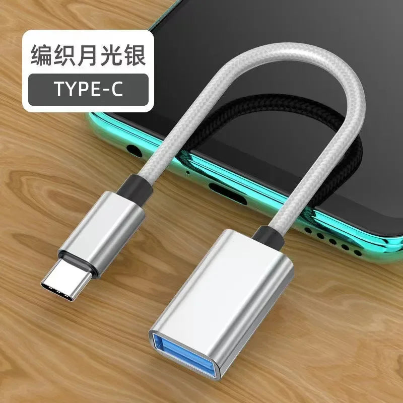 OTG Type C Cable Adapter USB to Type C Adapter Connector for Xiaomi Samsung S20 Huawei OTG Data Cable Converter for MacBook Pro Qme TYPE-C silvery 2.0