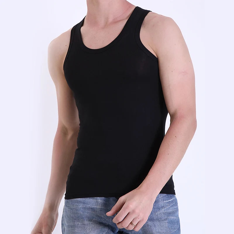 Men's Tight Vest Young Men's Comfortable Leisure Fitness Vest Middle-aged and Old Men's Joker Sleeveless Vest Qme