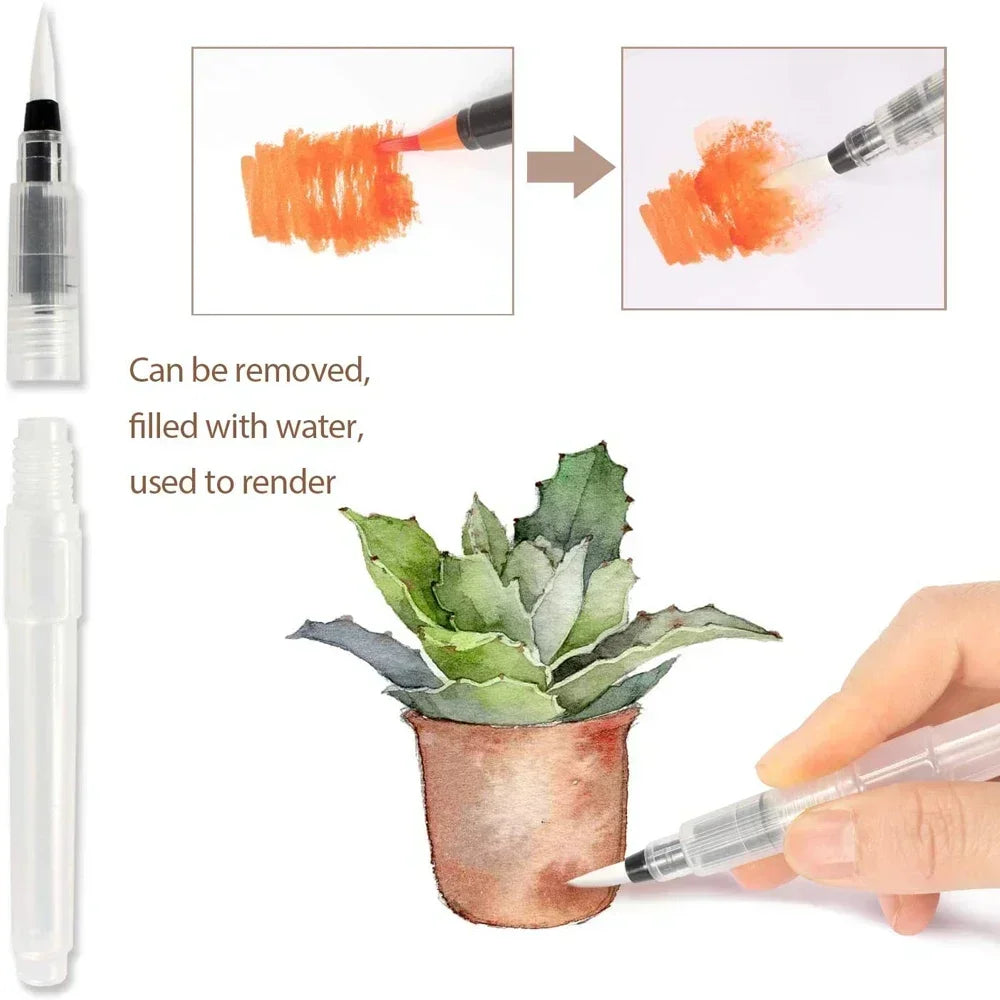 12-72 Colors Watercolor Brush Pens Soft Tip Art Markers for Drawing Coloring Manga Calligraphy School Stationery Supplies Qme