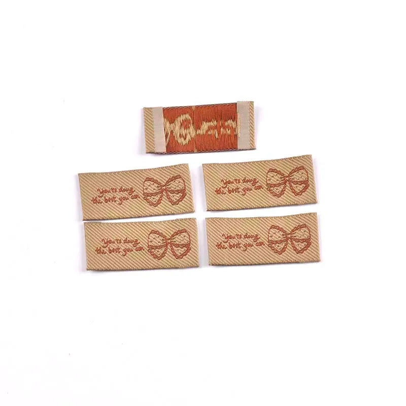 30pcs 44x20mm White/Black/Coffee Knitted Bow Label DIY Sewing Crafts Clothes for Headwear/Clothing/Shoes/Bags cp3841 Qme 44x20mm-2