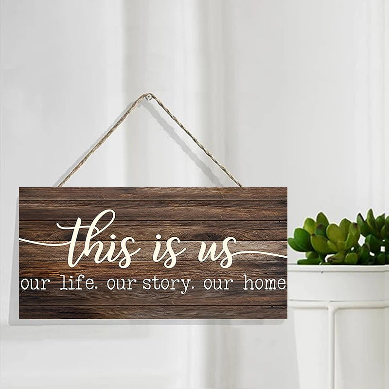 Rustic This is us Wall Hanging Decor Wood Art Plaques Sign Door Sign for Home Living Room Kitchen Decor Qme