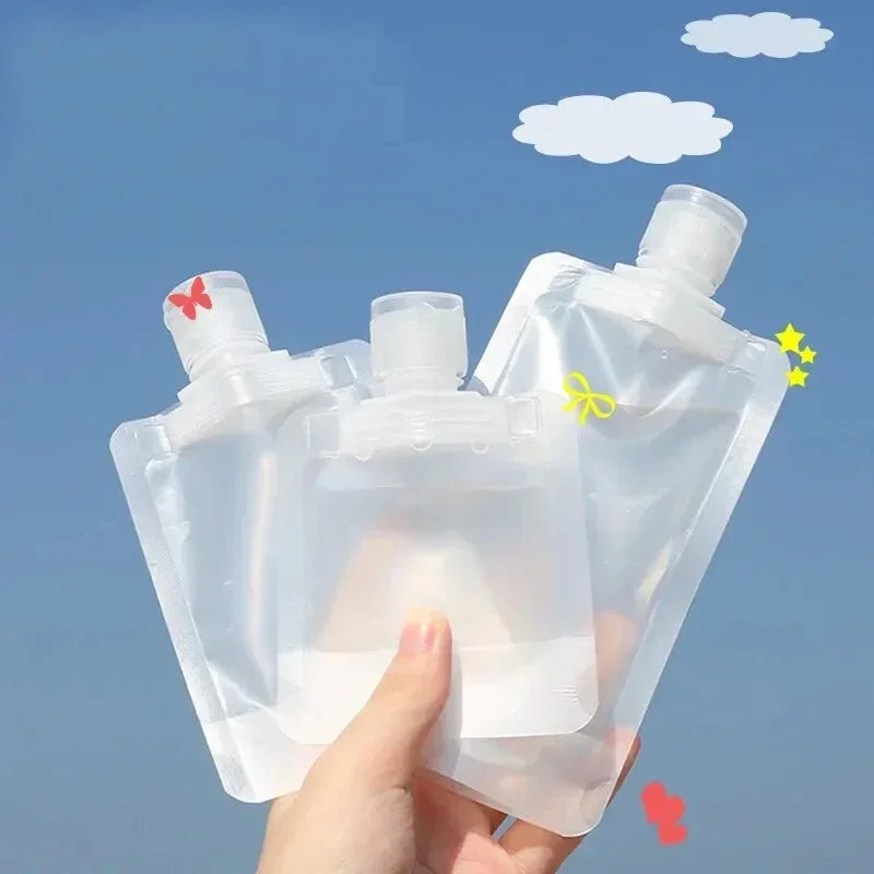 5Pcs Travel Empty Squeeze Bags Lotion Dispensing Bag Refillable Shampoo Toiletries Conditioner Liquid Cosmetic Storage Pouches Qme