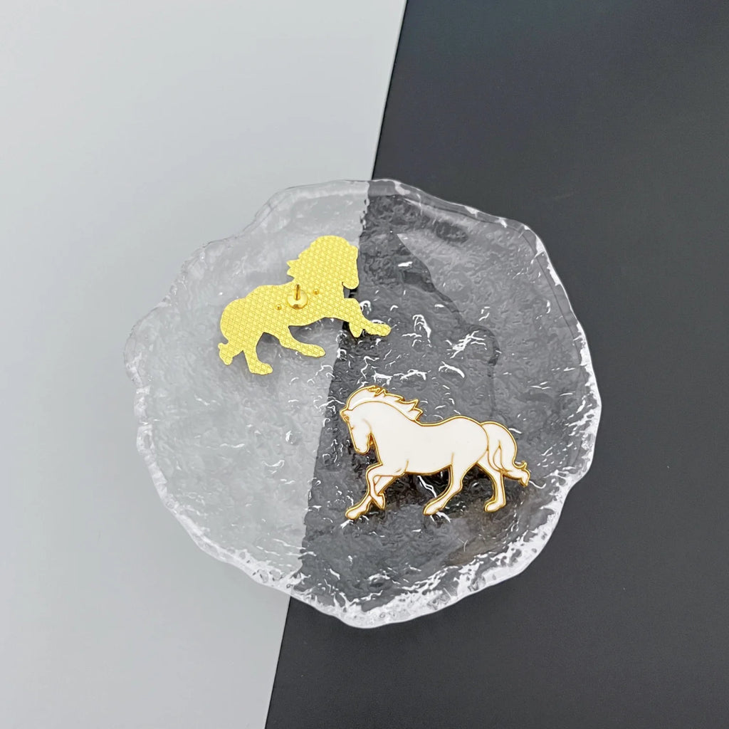 Chinese Zodiac Horse Metal Enamel Pins Cute Cartoon Animal Lapel Pin Badge DIY Decor for Backpack Clothes Fashion Jewelry Gift Qme