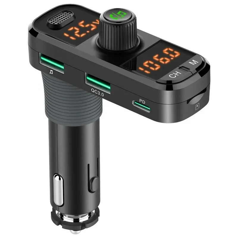 Car Mp3 Car Bluetooth Receiver FM Transmitter 7 Color Ambient Light Dual Screen Dual Display PD+QC3.0BC70 Qme