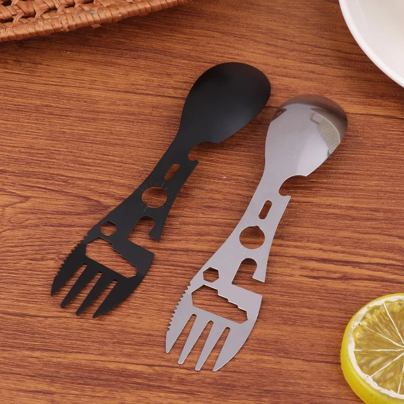 1 Camping Utensils Stainless Steel Outdoor Survival Gear Travel Qme