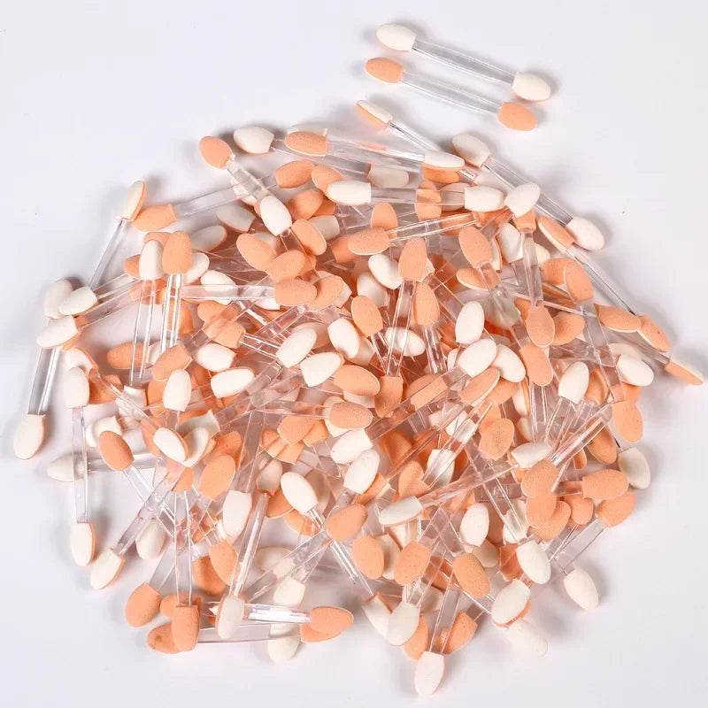 100pcs Double-headed Eyeshadow Applicators Latex Sponge Disposable Eyeshadow Brush Small Portable Beauty Makeup Tool Brush Head Qme