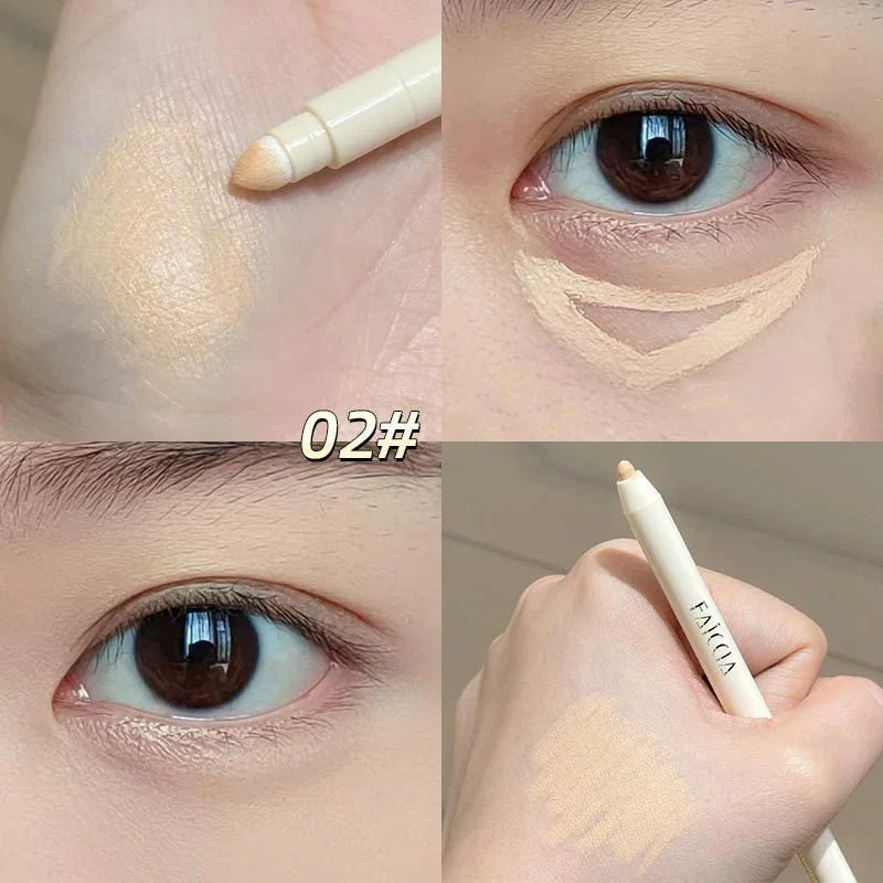 Fair Color Matte Brighten Concealer Pen Eyebag Dark Circles Concealing Stick Sponge Head Precision Concealer Pen With Sharpener Qme 02 Natural color