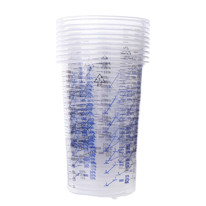 10Pcs Paint Mixing Calibrated Cup Plastic Paint Mixing Cups 1000Ml Mixing Pots For Accurate Mixing Of Paints And Liquids. Qme