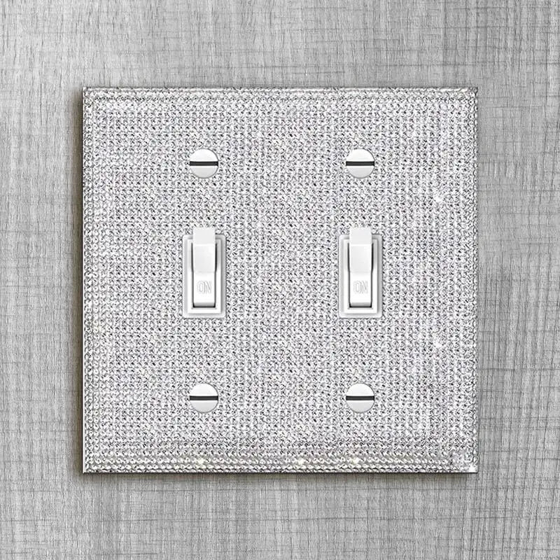 Shiny Wall Plate Cover Rhinestone Outlet Aesthetic Silver Rhinestones Qme