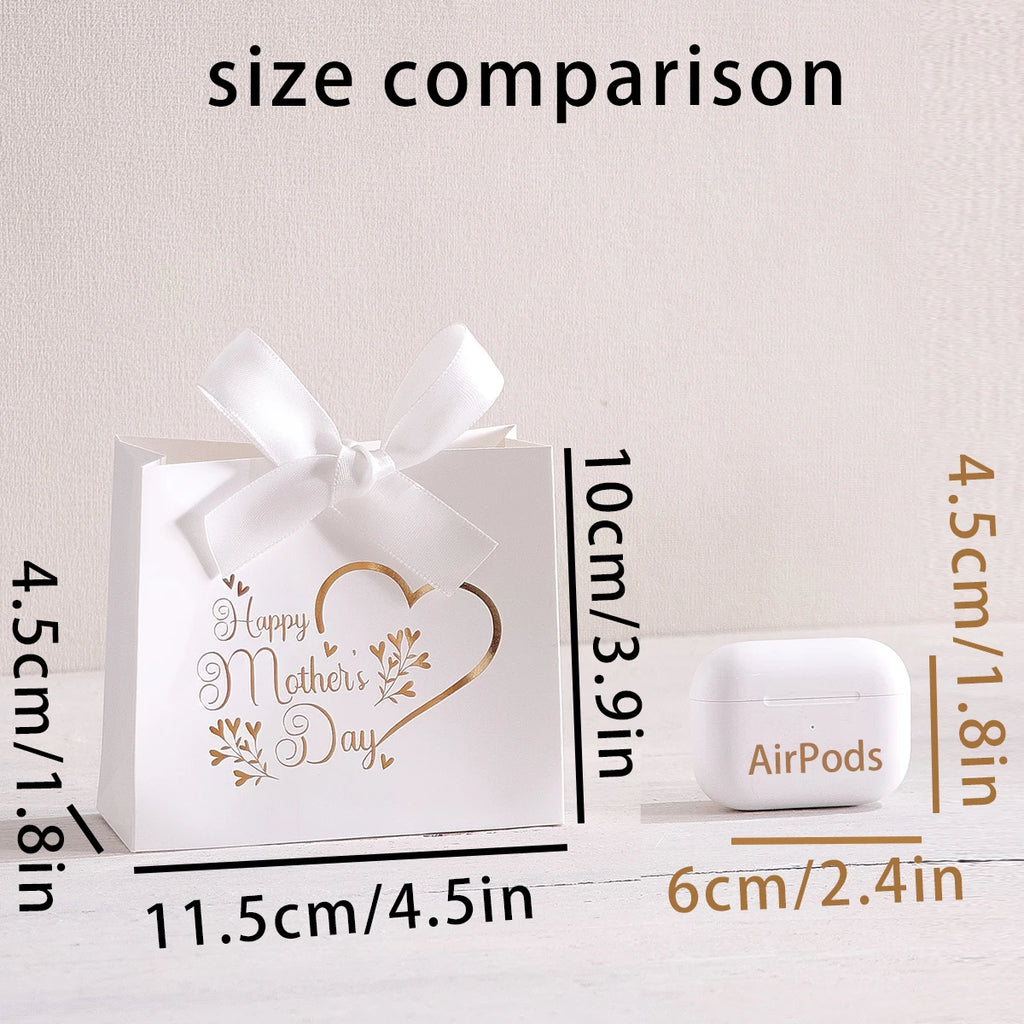 5Pcs Mother's Day Gift Boxes - Small and Elegant Candy Boxes for Mother - Pink and White Design with Gold Paper Printing - Ribbo Qme