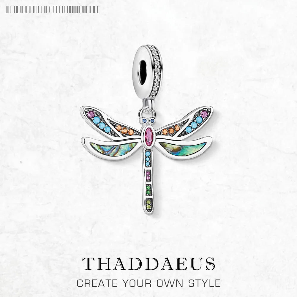 Colorful Dragonfly Charm Women Bohemia Fashion Jewelry Pure 925 Sterling Silver Pendant Qme