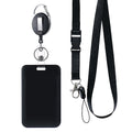 Solid Color Lanyard for Working Permit Case Keys ID Tag Name Badge Holder Pass Bus Access Employee's Work Card Cover Qme Black