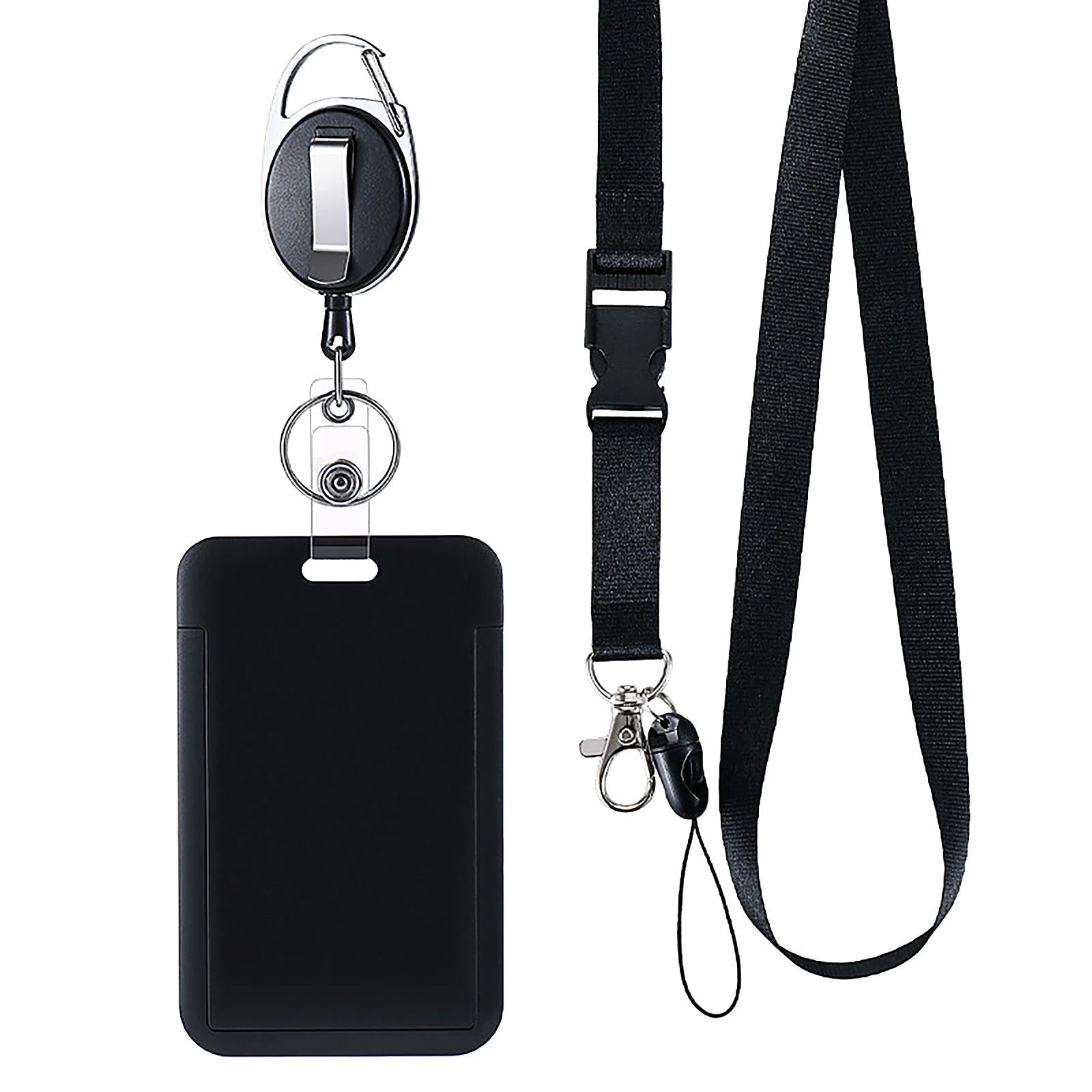 Solid Color Lanyard for Working Permit Case Keys ID Tag Name Badge Holder Pass Bus Access Employee's Work Card Cover Qme Black