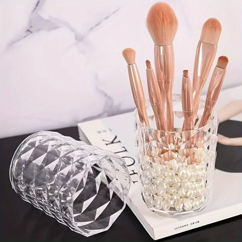 Diamond Texture Makeup Brush Storage Box - Desktop Makeup Storage Box, Suitable for Makeup and Home Decoration Purposes Qme