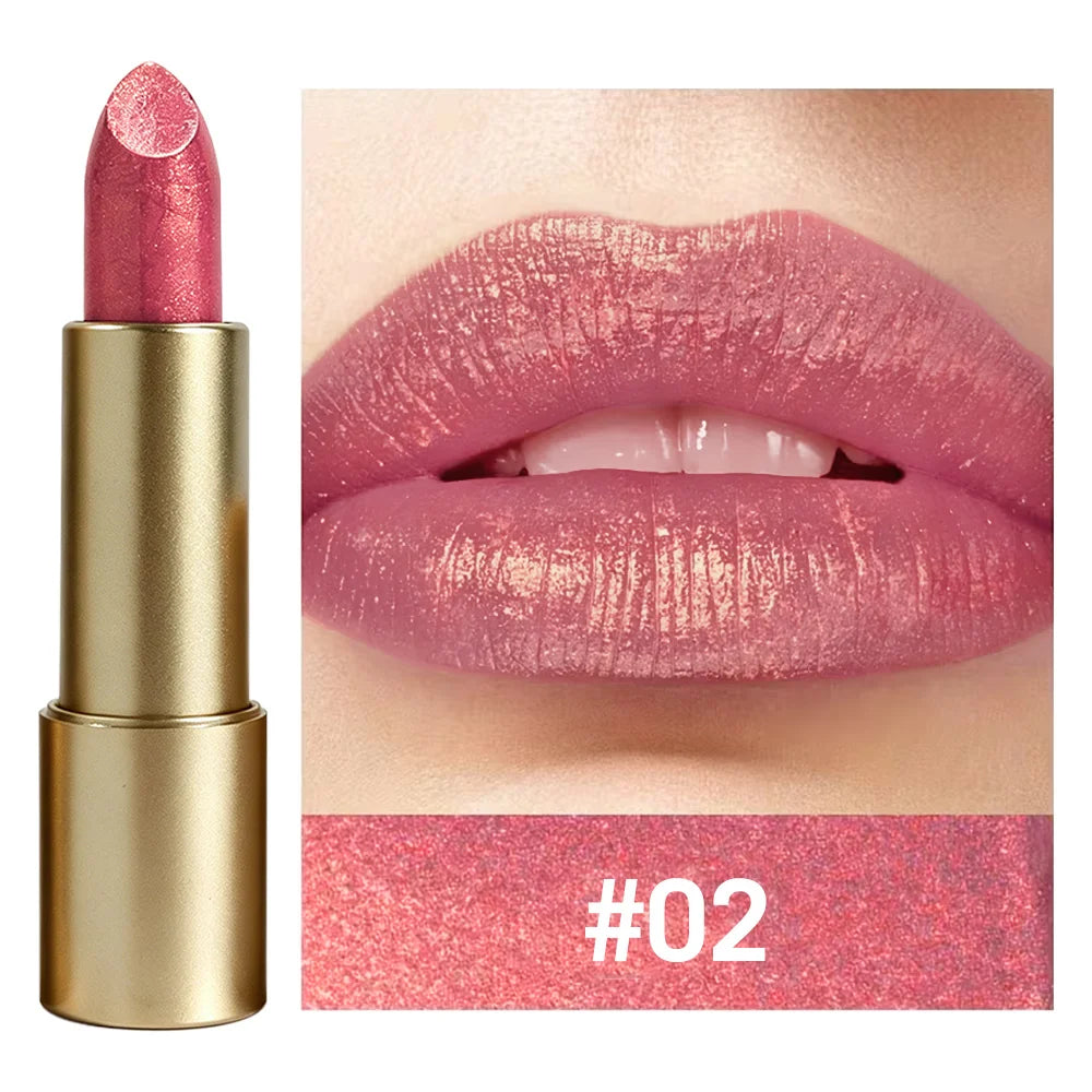 JUJU Dream Luxury Gold Tube Shimmer Metallic Lipstick Hydrating Qme 02