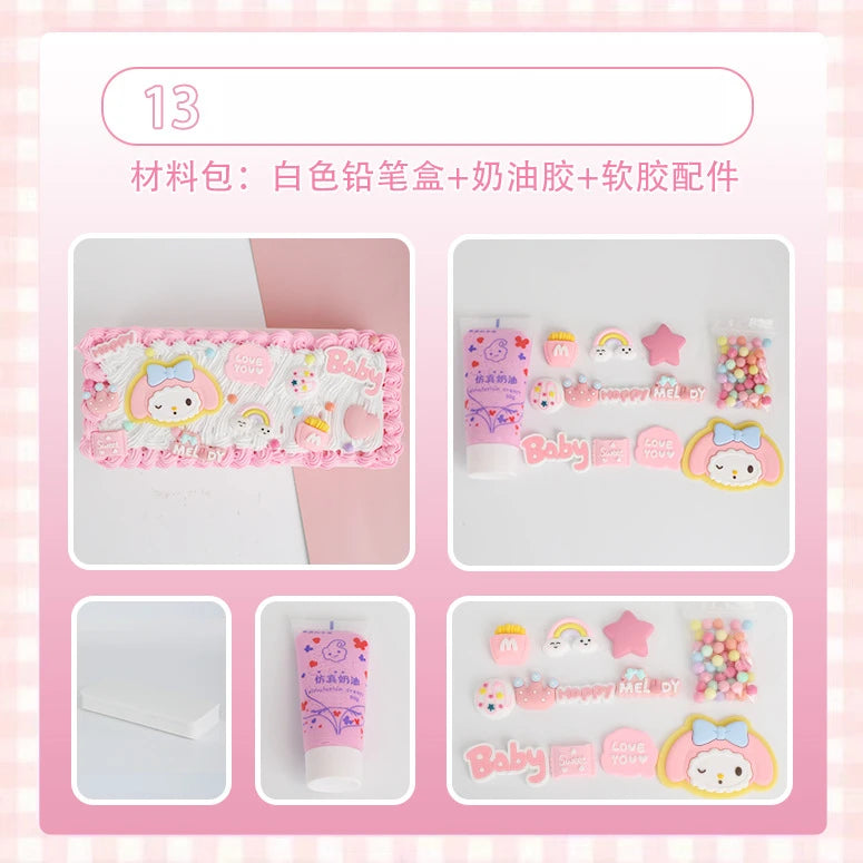Hello Kitty DIY Pencil Case Student Craft Cream Glue Creative Qme 13