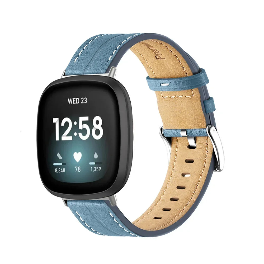 Genuine Leather Strap For Fitbit Versa 2 Lite Band Smart Watch Bracelet For Fitbit Versa 3 4 Sense 2 Correa Watchband Pin Buckle Qme