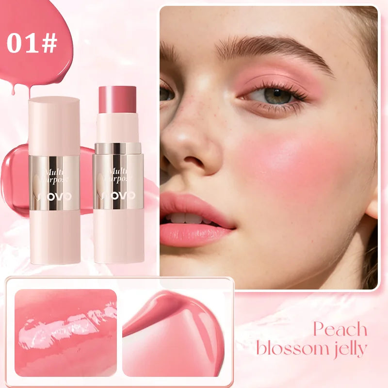 Multi-Use Cream Blush Stick For Eyes, Lips & Cheek, Nourishes & Moisturizes, Long-Wearing Blendable, Waterproof, Smooth Texture Qme 01